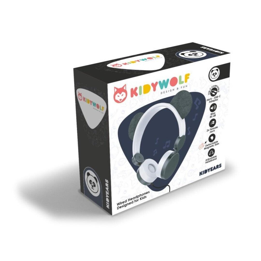 Cascos Auriculares Panda Blanco y Negro - Kidyears: Diversión, seguridad y estilo en cada nota.