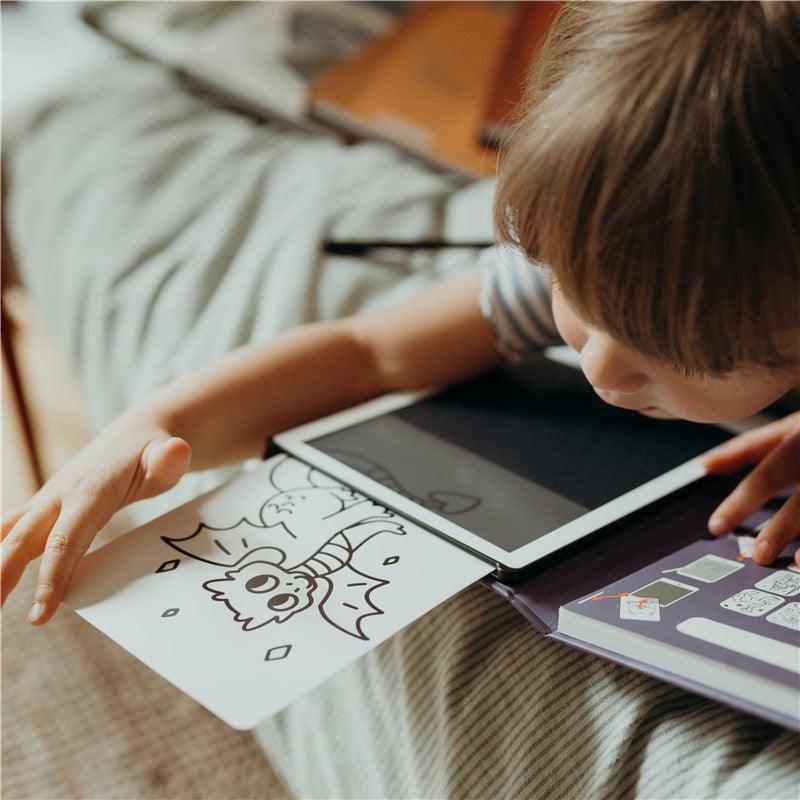 Pizarra Kidydraw mini Dinos - Kidywolf: ¡Dibuja, calca y viaja a la era jurásica!