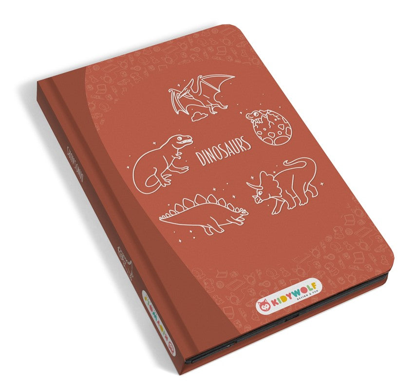 Pizarra Kidydraw mini Dinos - Kidywolf: ¡Dibuja, calca y viaja a la era jurásica!