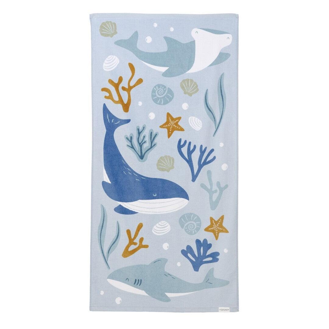 Toalla de playa Ocean Dreams azul - Little Dutch: ¡Un abrazo suave tras cada chapuzón!