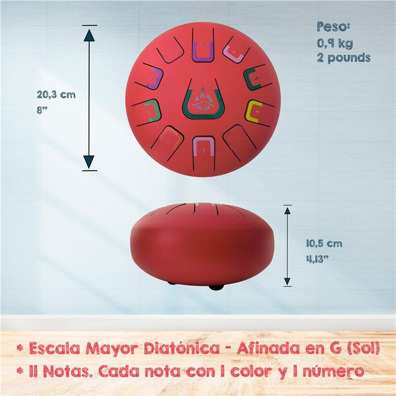 Tambú 8´´ 11 notas Rojo Mate: Perfecto para relajar y desarrollar habilidades musicales
