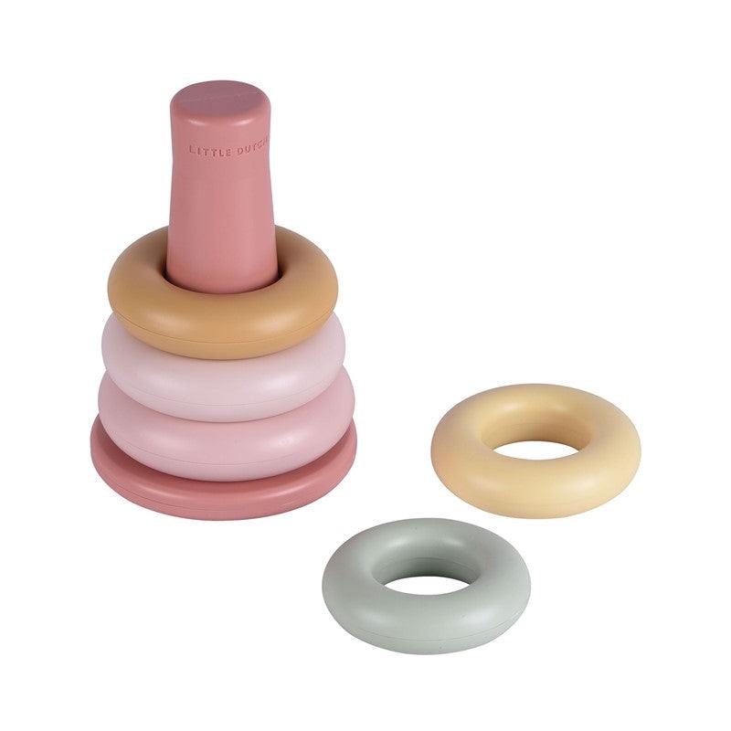 Anillos encajables rosa -Little Dutch: ¡Diviértete mientras aprendes a clasificar por color y tamaño!