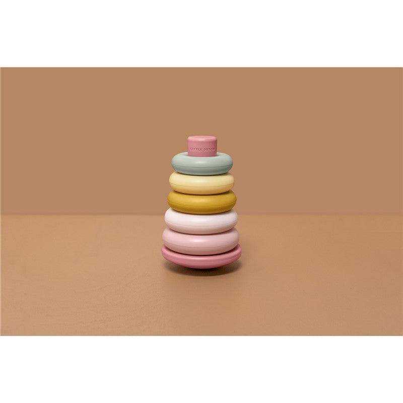 Anillos encajables rosa -Little Dutch: ¡Diviértete mientras aprendes a clasificar por color y tamaño!