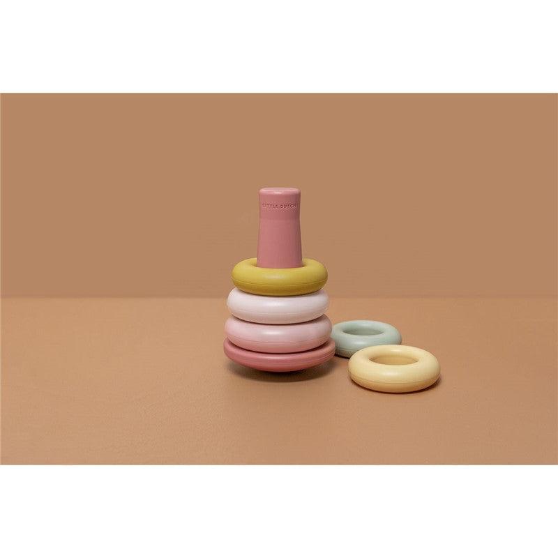 Anillos encajables rosa -Little Dutch: ¡Diviértete mientras aprendes a clasificar por color y tamaño!