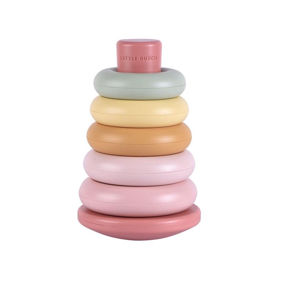 Anillos encajables rosa -Little Dutch: ¡Diviértete mientras aprendes a clasificar por color y tamaño!