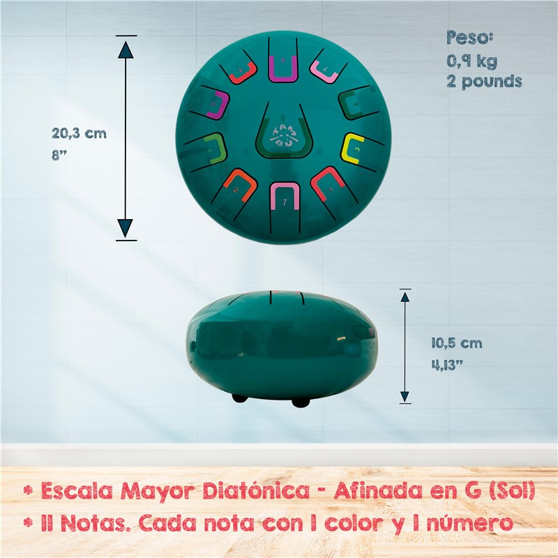 Tambú 8´´ 11 notas Turquesa