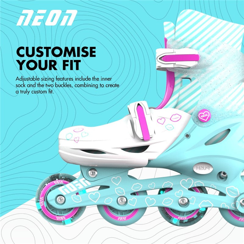 PATINES COMBO NEÓN TURQUESA ROSA T.30-33 - Yvolution