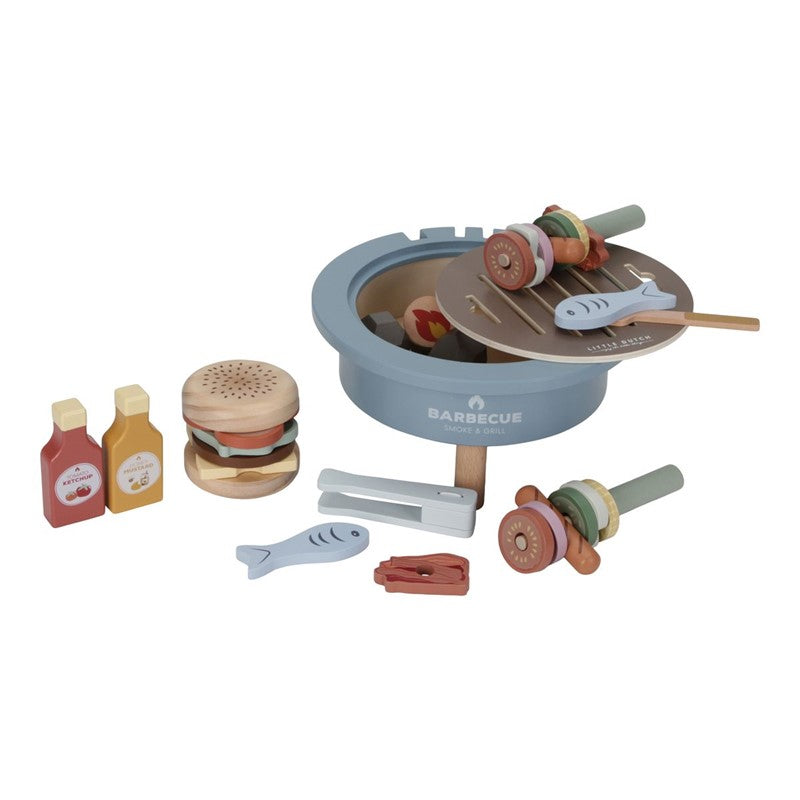 🍔 Set de barbacoa de madera Little Dutch – Juguete de cocina 🍢🔥