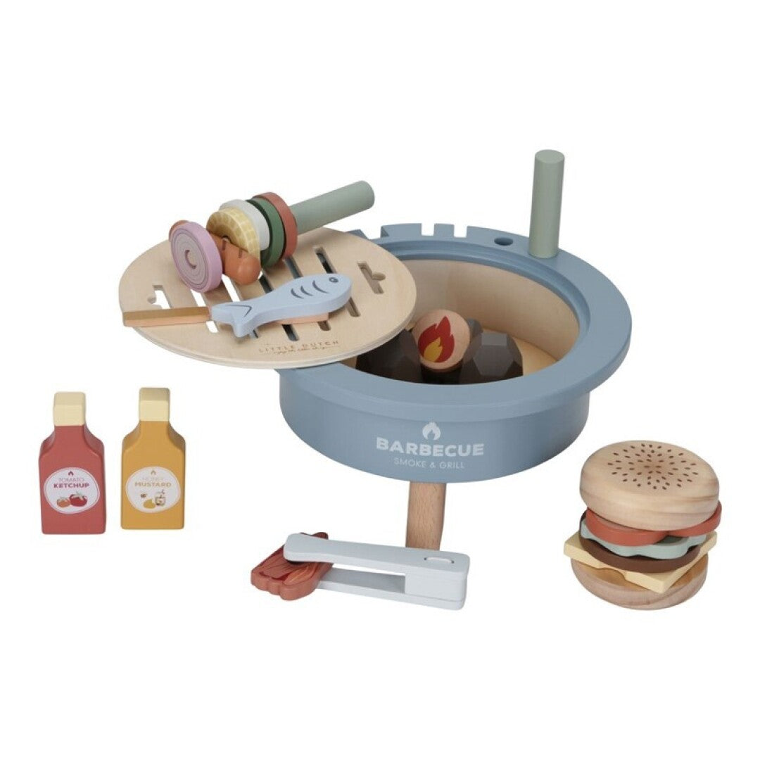 🍔 Set de barbacoa de madera Little Dutch – Juguete de cocina 🍢🔥