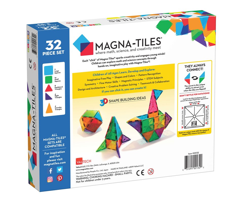 Set Clear color 32 piezas - Magna Tiles